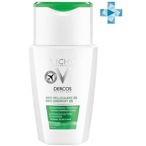 VICHY DERCOS ШАМПУНЬ-УХОД П/ПЕРХОТИ ИНТЕНСИВ DS РЕГУЛИР Д/НОРМ/ЖИР ВОЛОС ШАМПУНЬ  100 МЛ №1