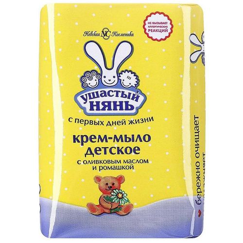 УШАСТЫЙ НЯНЬ КРЕМ-МЫЛО ОЛИВКОВОЕ МАСЛО/РОМАШКА КОСМЕТИЧЕСКОЕ МЫЛО 90 Г №1