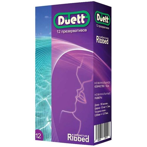 DUETT ПРЕЗЕРВАТИВЫ RIBBED (РЕБРИСТЫЕ) ПРЕЗЕРВАТИВ    №12