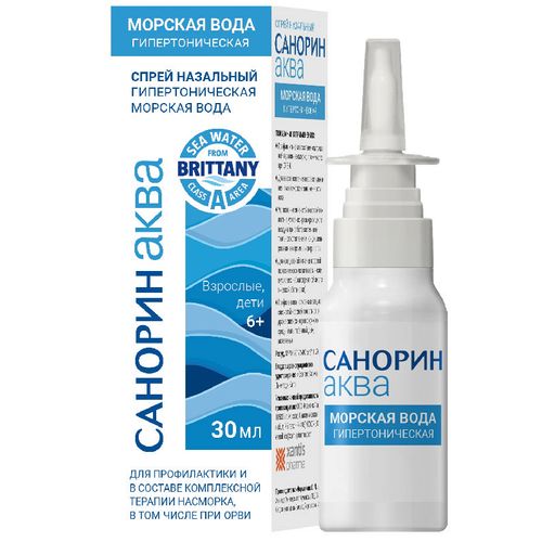 САНОРИН АКВА СПРЕЙ ГИПЕРТОНИЧЕСКИЙ СПРЕЙ НАЗАЛЬНЫЙ 30 МЛ №1