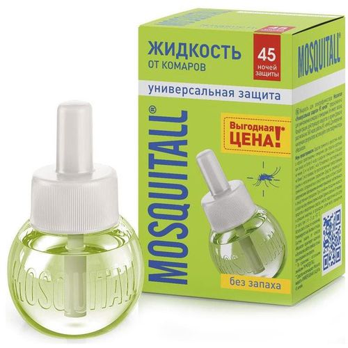 MOSQUITALL УНИВЕРСАЛЬНАЯ ЗАШИТА ЖИДКОСТЬ ДЛЯ ФУМИГАТОРА 45 НОЧЕЙ ЖИДКОСТЬ ДЛЯ ФУМИГАТОРА 30 МЛ №1