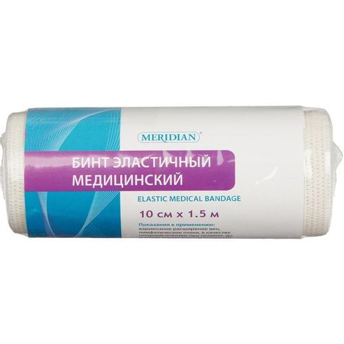 MERIDIAN БИНТ МЕДИЦИНСКИЙ ЭЛАСТИЧНЫЙ 1,5 МX10,0 СМ БИНТ ЭЛАСТИЧНЫЙ №1
