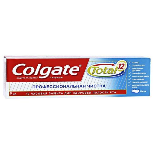 COLGATE ЗУБН ПАСТА TOTAL 12 ПРОФЕССИОНАЛЬНАЯ ЧИСТКА ЗУБНАЯ ПАСТА КОМПЛЕКСНАЯ 75 МЛ №1