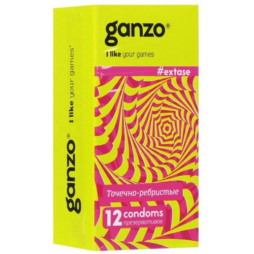 GANZO ПРЕЗЕРВАТИВЫ EXTASE (ТОЧЕЧНО-РЕБРИСТЫЕ) ПРЕЗЕРВАТИВ    №12