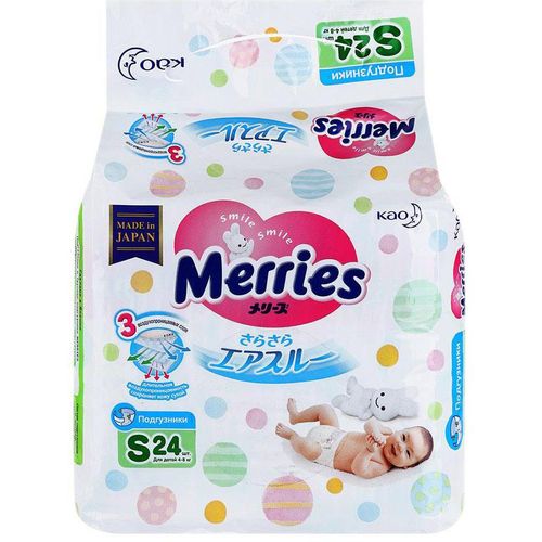 MERRIES ПОДГУЗНИКИ S (4-8КГ) ПОДГУЗНИКИ ДЕТСКИЕ №24