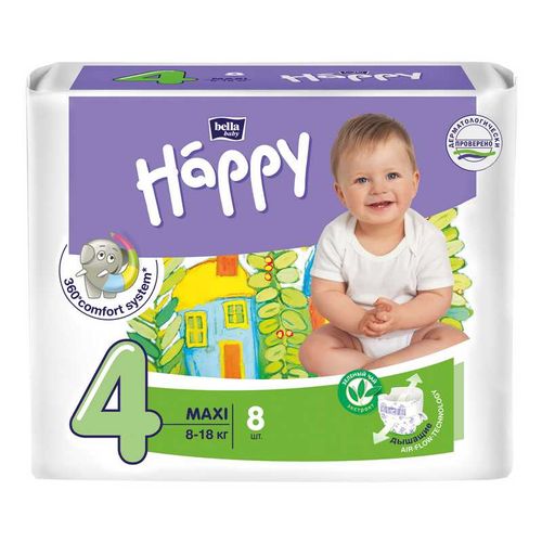 BELLA BABY HAPPY ПОДГУЗНИКИ 4 MAXI 8-18КГ ПОДГУЗНИКИ ДЕТСКИЕ №8
