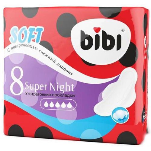 BIBI ПРОКЛАДКИ SUPER NIGHT ПРОКЛАДКИ ЖЕНСКИЕ ГИГИЕНИЧЕСКИЕ НОЧНЫЕ №8