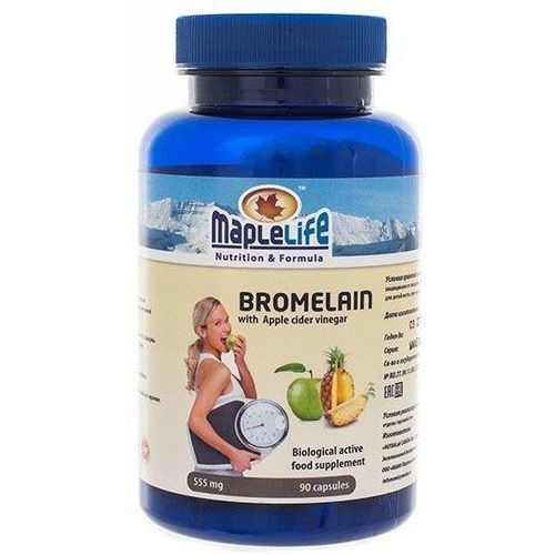 BROMELAIN/БРОМЕЛАЙН С ЯБЛОЧНЫМ УКСУСОМ КАПСУЛЫ 555 МГ №90