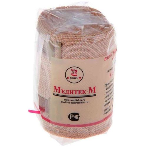 МЕДИТЕК-М БИНТ ЭЛАСТИЧНЫЙ КОМПРЕССИОННЫЙ ВЫСОКОЙ РАСТЯЖИМОСТИ БИНТ ЭЛАСТИЧНЫЙ 3,5 МX8,0 СМ №1