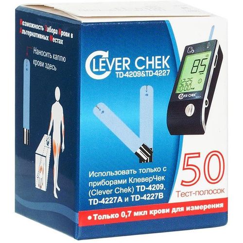 ТЕСТ-ПОЛОСКИ Д/ГЛЮКОМЕТРА CLEVER CHEK TD-4227 ТЕСТ-ПОЛОСКИ ДЛЯ ГЛЮКОМЕТРА №50