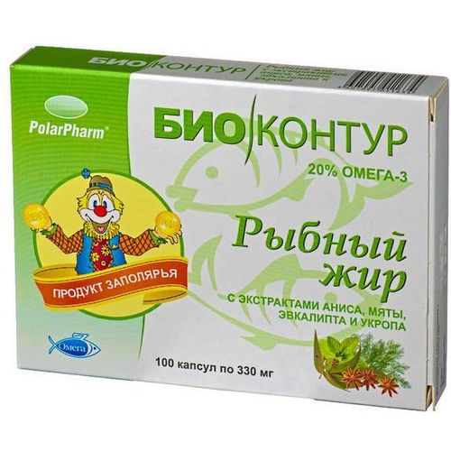 РЫБИЙ ЖИР АНИС МЯТА ЭВКАЛИПТ УКРОП КАПСУЛЫ 300 МГ №100