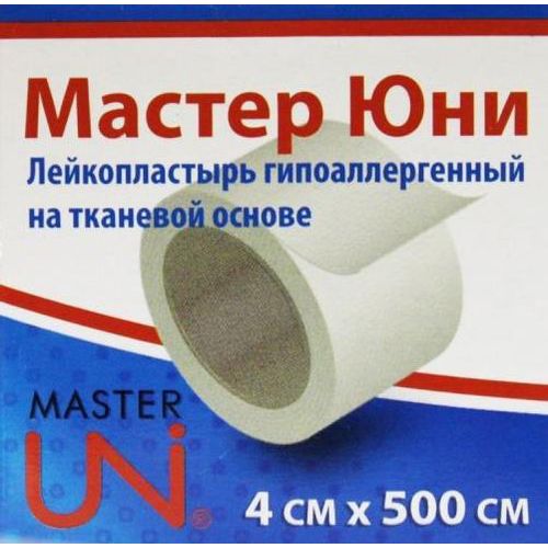 МАСТЕР ЮНИ ПЛАСТЫРЬ UNIFIX ТКАН/ОСНОВА 4СМ Х 500СМ ПЛАСТЫРЬ НА ТКАНЕВОЙ ОСНОВЕ   №1
