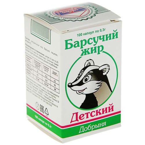 ДОБРЫНЯ БАРСУЧИЙ ЖИР ДЕТСКИЙ КАПСУЛЫ  0,3 Г №100