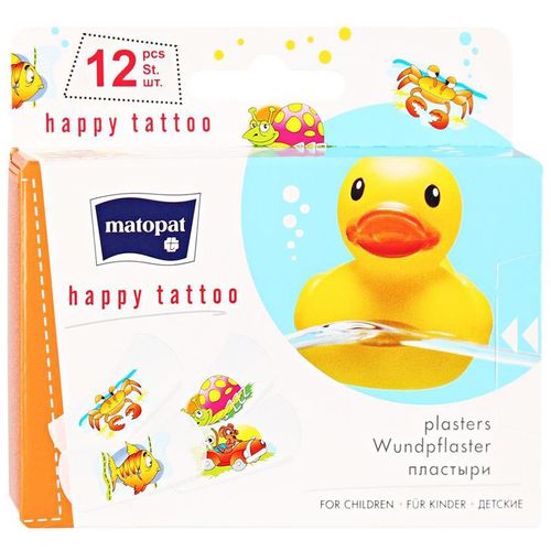 MATOPAT ПЛАСТЫРЬ HAPPY TATTOO ЦВЕТНОЙ ДЕТСКИЙ ПЛАСТЫРЬ   №12