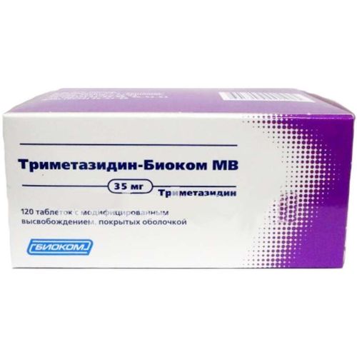 ТРИМЕТАЗИДИН-АКОС МВ ТАБЛЕТКИ С МОДИФИЦИРОВАННЫМ ВЫСВОБОЖДЕНИЕМ ПОКРЫТЫЕ ОБОЛОЧКОЙ 35 МГ   №120