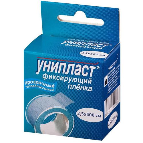 УНИПЛАСТ ПЛАСТЫРЬ ФИКСИРУЮЩИЙ НА ПЛЕНОЧНОЙ ОСНОВЕ 2,5 Х 500 СМ ПЛАСТЫРЬ НА ПЛЕНОЧНОЙ ОСНОВЕ   №1