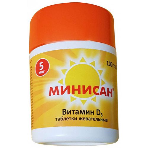 МИНИСАН ВИТАМИН D3 ТАБЛЕТКИ ЖЕВАТЕЛЬНЫЕ 5 МКГ   №100