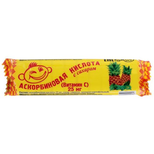 АСКОРБИНОВАЯ КИСЛОТА С САХАРОМ (АНАНАС) ТАБЛЕТКИ 25 МГ №10