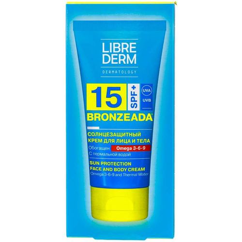 LIBREDERM BRONZEADA КРЕМ СОЛНЦЕЗАЩ Д/ЛИЦА/ТЕЛА ОМЕГА 3-6-9/ТЕРМАЛ ВОДА SPF15 КОСМЕТИЧЕСКИЙ КРЕМ 150 МЛ №1