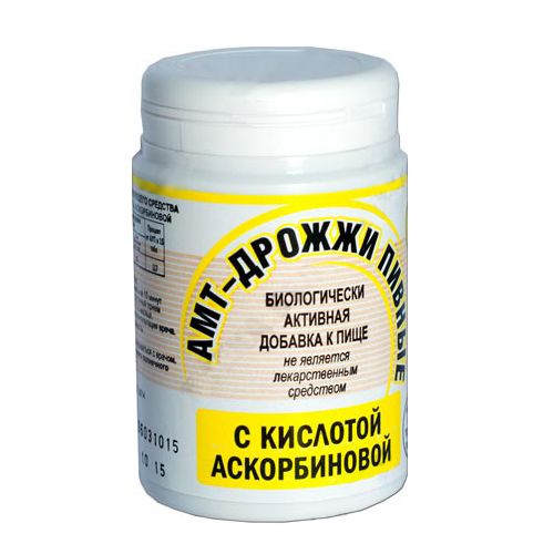 АМТ-ДРОЖЖИ ПИВНЫЕ С АСКОРБИНОВОЙ КИСЛОТОЙ ТАБЛЕТКИ 500 МГ №100