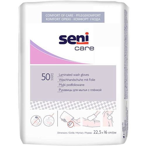 SENI CARE РУКАВИЦЫ Д/МЫТЬЯ (С ВОДОНЕПРОНИЦАЕМОЙ ПЛЕНКОЙ) РУКАВИЦА ДЛЯ МЫТЬЯ   №50