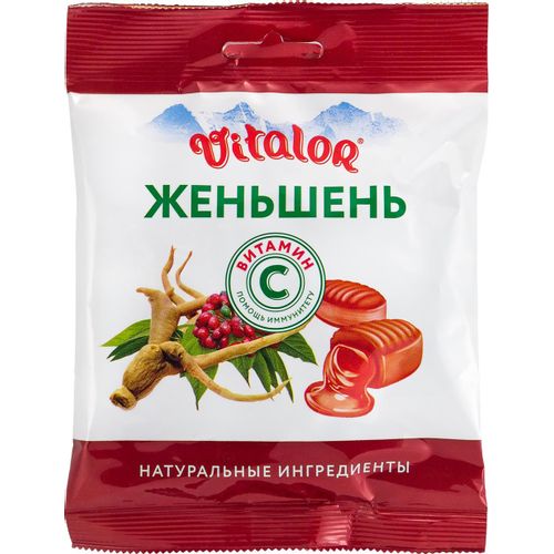 ВИТАЛОР ЛЕДЕНЦЫ С ВИТАМИНОМ С СО ВКУСОМ ЖЕНЬШЕНЯ КАРАМЕЛЬ  60 Г №1
