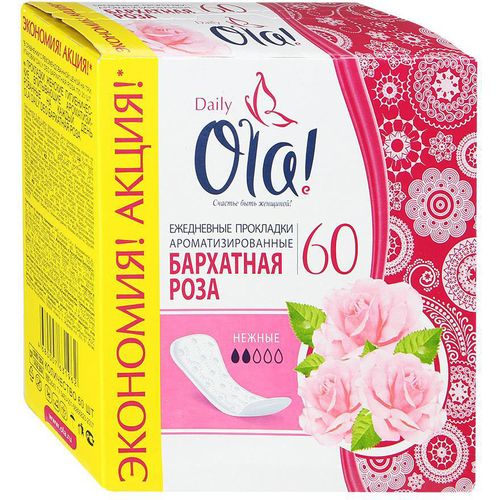 OLA ПРОКЛАДКИ ЕЖЕДН DAILY DEO БАРХАТ РОЗА ПРОКЛАДКИ ЖЕНСКИЕ ГИГИЕНИЧЕСКИЕ ЕЖЕДНЕВНЫЕ NORMAL №60