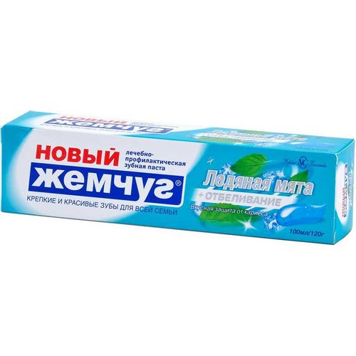 НОВЫЙ ЖЕМЧУГ ЗУБН ПАСТА ЛЕДЕН МЯТА+ОТБЕЛ ЗУБНАЯ ПАСТА ОТБЕЛИВАЮЩАЯ 100 МЛ №1