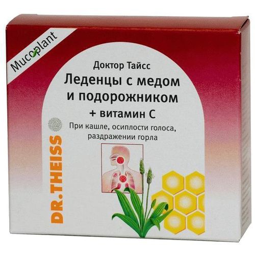 ДОКТОР ТАЙСС ЛЕДЕНЦЫ С МЕДОМ И ПОДОРОЖНИКОМ + ВИТАМИН С ЛЕДЕНЦЫ 50 Г №1