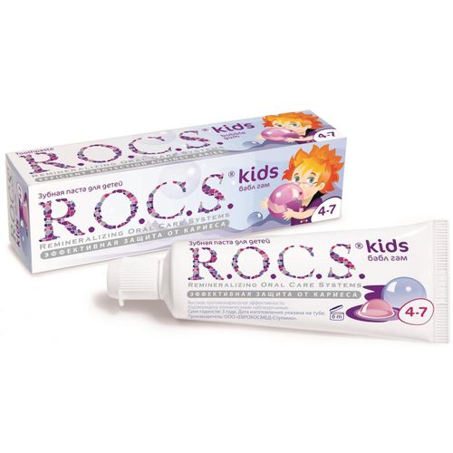 ROCS KIDS (4-7 ЛЕТ) ЗУБ ПАСТА Д/ДЕТЕЙ БАБЛ ГАМ ЗУБНАЯ ПАСТА ДЕТСКАЯ 45 Г №1