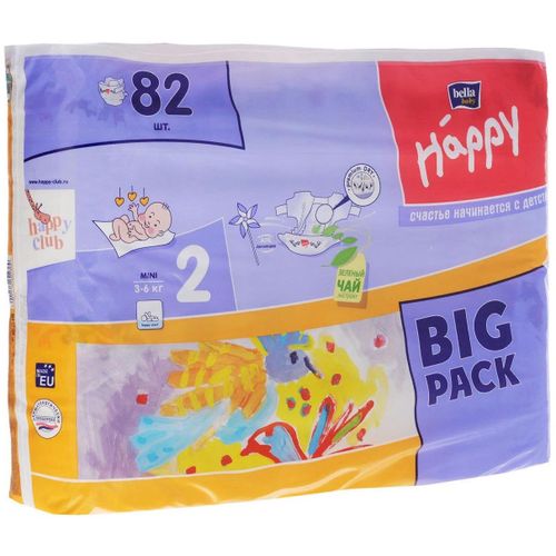 BELLA BABY HAPPY ПОДГУЗНИКИ 2 MINI 3-6КГ ПОДГУЗНИКИ ДЕТСКИЕ №82