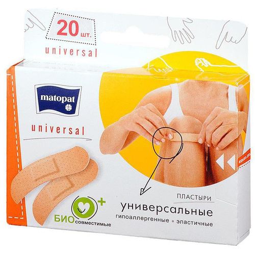 MATOPAT ПЛАСТЫРЬ UNIVERSAL УНИВЕРСАЛЬНЫЙ 1.9 СМ X 7.6 СМ ПЛАСТЫРЬ   №20