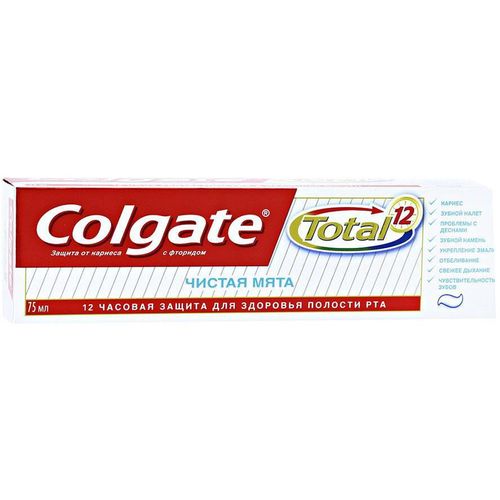 COLGATE ЗУБН ПАСТА TOTAL 12 ЧИСТАЯ МЯТА ЗУБНАЯ ПАСТА КОМПЛЕКСНАЯ 75 МЛ №1