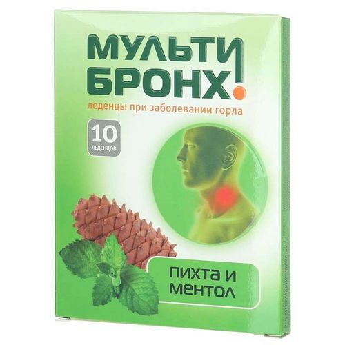 МУЛЬТИ-БРОНХ ПАСТИЛКИ РАСТИТЕЛЬНЫЕ [ПИХТА-МЕНТОЛ] 3250 МГ   №10