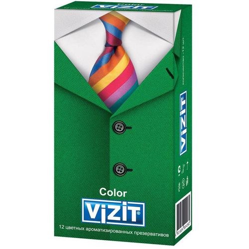 VIZIT ПРЕЗЕРВАТИВЫ COLOR ЦВЕТНЫЕ АРОМАТИЗИРОВАННЫЕ ПРЕЗЕРВАТИВ    №12