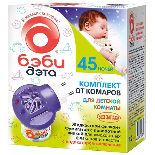ДЭТА БЭБИ КОМПЛЕКТ ОТ КОМАРОВ ДЕТСКИЙ 45 НОЧЕЙ (ФУМИГАТОР+ЖИДКОСТЬ) СРЕДСТВО [ИНСЕКТИЦИДНОЕ]   №1