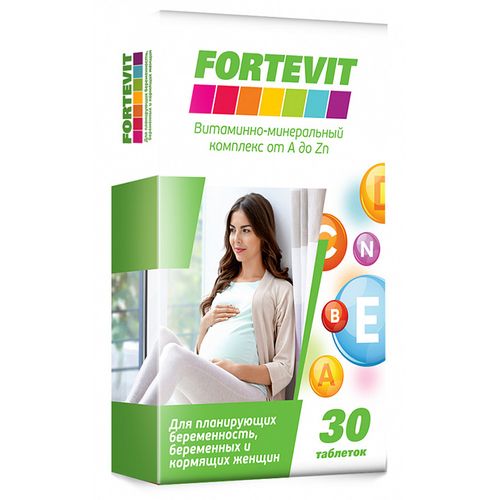 FORTEVIT/ФОРТЕВИТ ВИТАМИННО-МИНЕРАЛЬНЫЙ КОМПЛЕКС ОТ A ДО ZN Д/ЖЕНЩИН ПЛАНИРУЮЩИХ БЕРЕМЕННОСТЬ ТАБЛЕТКИ 885 МГ №30