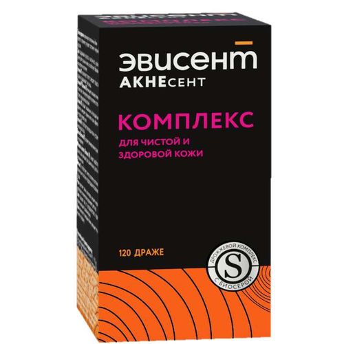 ЭВИСЕНТ АКНЕСЕНТ КОМПЛЕКС Д/ЧИСТОЙ И ЗДОРОВОЙ КОЖИ ДРАЖЕ  750 МГ №120