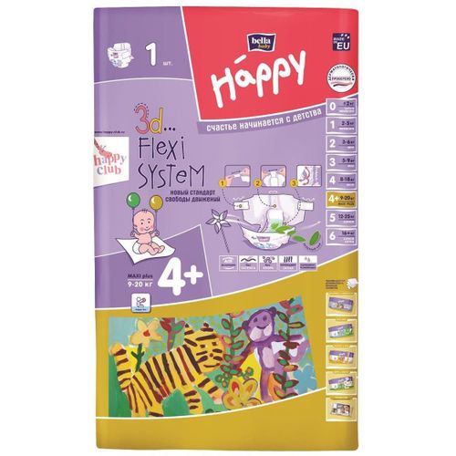 BELLA BABY HAPPY ПОДГУЗНИКИ 4+ MAXI PLUS 9-20КГ ПОДГУЗНИКИ ДЕТСКИЕ №1