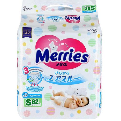 MERRIES ПОДГУЗНИКИ S (4-8КГ) ПОДГУЗНИКИ ДЕТСКИЕ №82