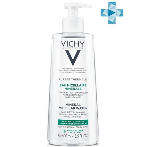 VICHY PURETE THERMAL ВОДА МИЦЕЛЛЯР Д/ЖИРНОЙ/КОМБ КОЖИ С МИНЕРАЛАМИ ВОДА МИЦЕЛЛЯРНАЯ  400 МЛ №1