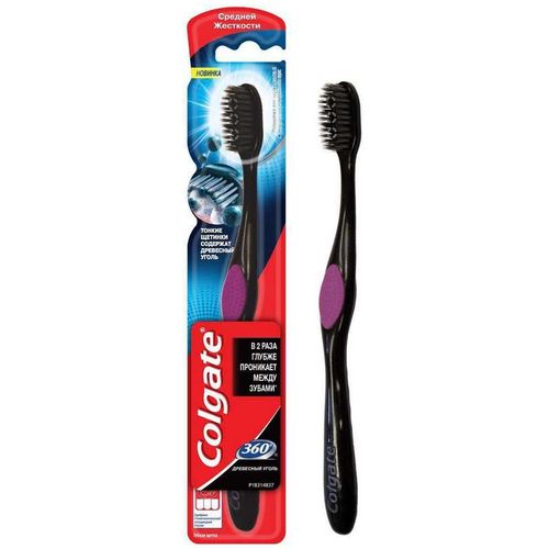 COLGATE ЗУБН ЩЕТКА 360 ДРЕВЕСНЫЙ УГОЛЬ СРЕДНЯЯ ЗУБНАЯ ЩЕТКА   №1