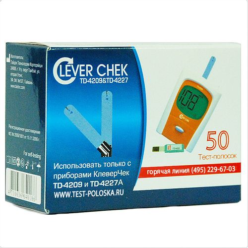 ТЕСТ-ПОЛОСКИ Д/ГЛЮКОМЕТРА CLEVER CHEK TD-4209 ТЕСТ-ПОЛОСКИ ДЛЯ ГЛЮКОМЕТРА №50