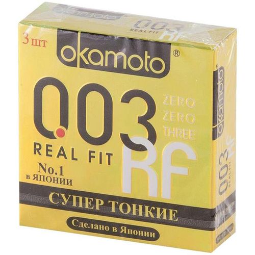 OKAMOTO ПРЕЗЕРВАТИВЫ 003 REAL FIT (СУПЕР ТОНКИЕ) ПРЕЗЕРВАТИВ    №3