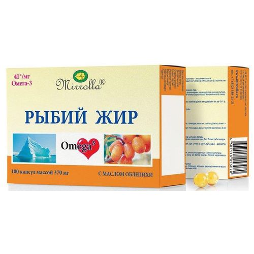 РЫБИЙ ЖИР МИРРОЛЛА С МАСЛОМ ОБЛЕПИХИ КАПСУЛЫ 370 МГ №100