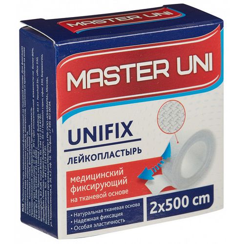 МАСТЕР ЮНИ ПЛАСТЫРЬ UNIFIX ТКАН/ОСНОВА 2СМ Х 500СМ ПЛАСТЫРЬ НА ТКАНЕВОЙ ОСНОВЕ   №1