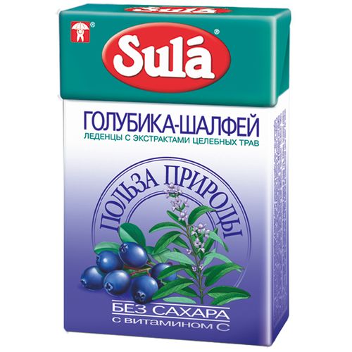 SULA ЛЕДЕНЦЫ ГОЛУБИКА-ШАЛФЕЙ БЕЗ САХАРА ЛЕДЕНЦЫ 40 Г №1