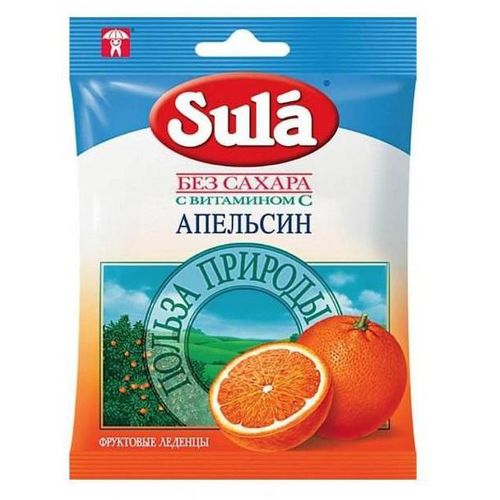 SULA ЛЕДЕНЦЫ АПЕЛЬСИН БЕЗ САХАРА Д/ДИАБЕТИКОВ ЛЕДЕНЦЫ 60 Г №1