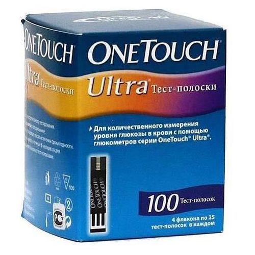 ТЕСТ-ПОЛОСКИ ДЛЯ ГЛЮКОМЕТРА ONE TOUCH ULTRA ТЕСТ-ПОЛОСКИ ДЛЯ ГЛЮКОМЕТРА №100