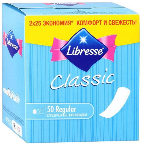 LIBRESSE ПРОКЛАДКИ CLASSIC REGULAR (PROMO 40+10) ПРОКЛАДКИ ЖЕНСКИЕ ГИГИЕНИЧЕСКИЕ ЕЖЕДНЕВНЫЕ NORMAL №50